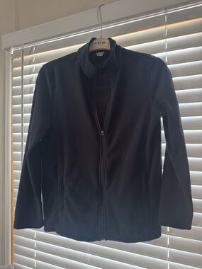 Lands' End Black Zip-Front Fleece Jacket